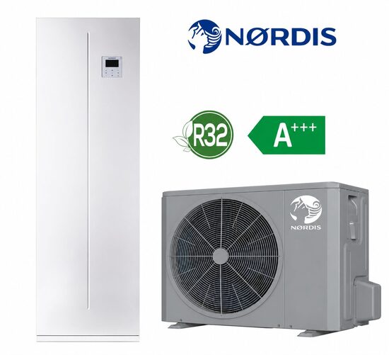 NORDIS Optimus PRO Split 8.0 kW gaiss-ūdens siltumsūknis ar 190 L karstā ūdens tvertni, R32, HOP8WODU + HOP100/190IDU
